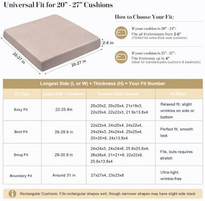 8Pcs Patio Cushion Covers Stretch Outdoor Furniture Protector Slipcovers