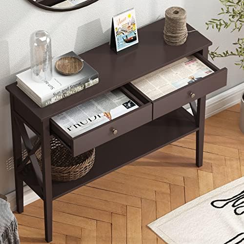 ChooChoo 39" Entryway Table with Drawers and Storage Shelf