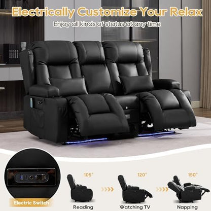 IPKIG Power Loveseat Recliner Sofa with Flip Back Console, 67" - 3 Seat