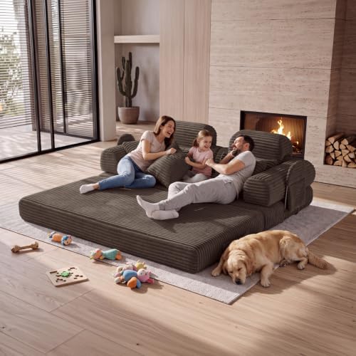 79" Boneless Couch for Living Room, High Back Futon Sofa Bed Set
