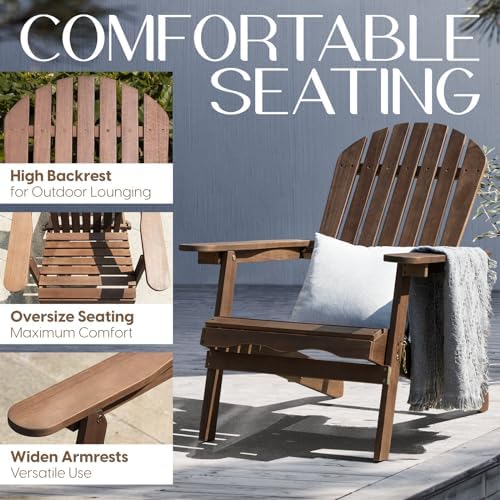 IDZO Outdoor Adirondack Chair Set of 2, Pre-Assembled Backrest - Gray