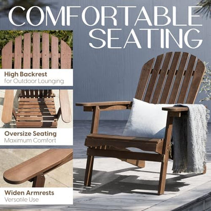 IDZO Outdoor Adirondack Chair Set of 2, Pre-Assembled Backrest - Gray