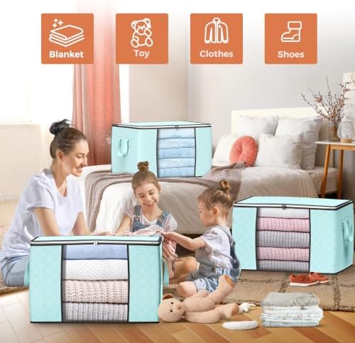 90L Large Storage Bags, 4 Pack Clothes Storage Bins Closet Organizers