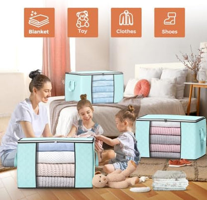 90L Large Storage Bags, 4 Pack Clothes Storage Bins Closet Organizers