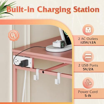 WLIVE LED Dresser for Bedroom, 3 Drawers with Hanging Rack, Pink