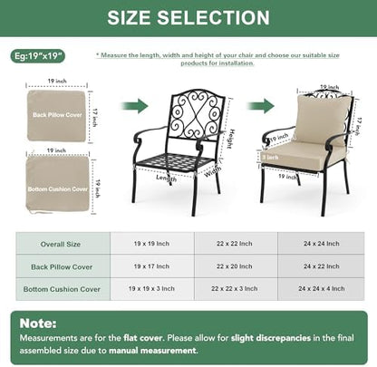 Outdoor Chair Cushion Water Resistant, 19 x 19 Inch, Cream