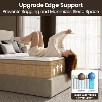 BedStory 14 inch Firm Full Mattress, Deep Sleep Hybrid Mattresses in a Box, Zoned Lumbar Support for & Back Pain Relief, CertiPUR-US Certified, 365 Night Trial, 10-Year Warranty