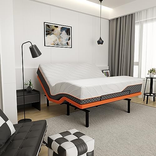 ESHINE King Adjustable Bed Frame with 12" Mattress, Zero Gravity