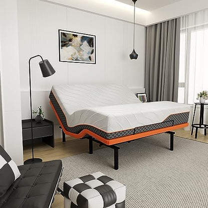 ESHINE King Adjustable Bed Frame with 12" Mattress, Zero Gravity