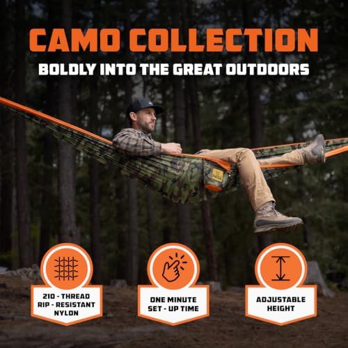 Wise Owl Outfitters Camping Hammock – 500lbs Portable Hammock with Tree Straps - Travel, Backpacking, Hiking, Outdoors Camping Gear - Double