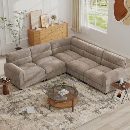 Bonzy Home Modular Sectional couches for Living Room, L Shaped Sofa, Brown