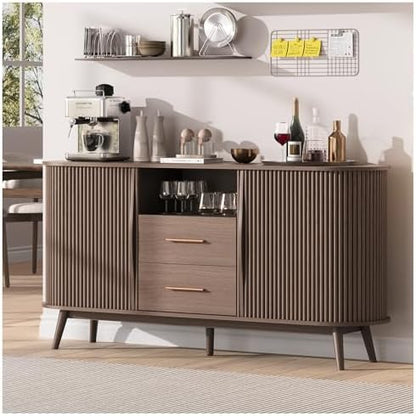 JOINICE Walnut Sideboard Buffet Cabinet with Storage for Dining Room，63"