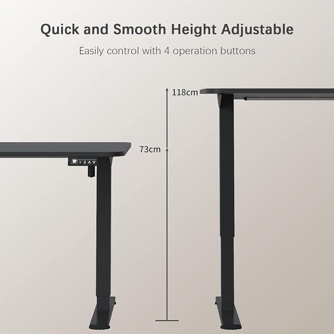 Furmax Electric Height Adjustable Standing Desk Large 40 x 24 Inches Sit Stand up Desk Home Office Computer Desk Memory Preset with T-Shaped Metal Bracket, Black