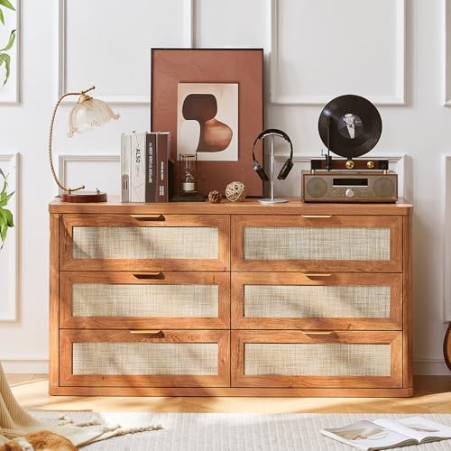 LEYAOYAO Rattan Dresser for Bedroom Set 2, 54'' Drawers Dressers