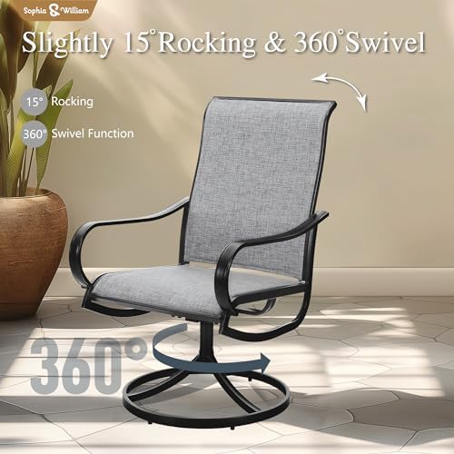 Sophia & William Outdoor Dining Set for 8 w/Swivel Mesh Chairs, Grey