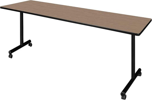 Regency Kobe 84 x 24 in. Mobile T-Base Training Seminar Table- Noble Oak
