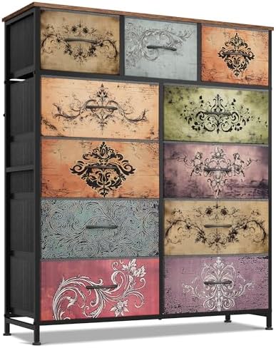 WLIVE Tall Dresser for Bedroom, 11 Drawer Chest of Drawers, Pattern