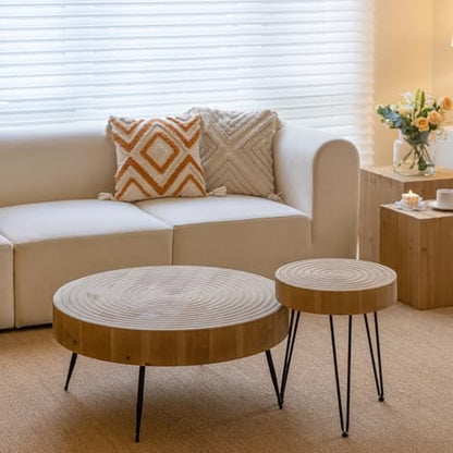 2-Piece Boho Farmhouse Nesting Table