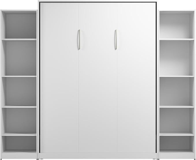 Bestar Claremont Queen Murphy Bed with Closet Organizers (105W) in White, Space-Saving Sleeping Arrangement for Multipurpose Room