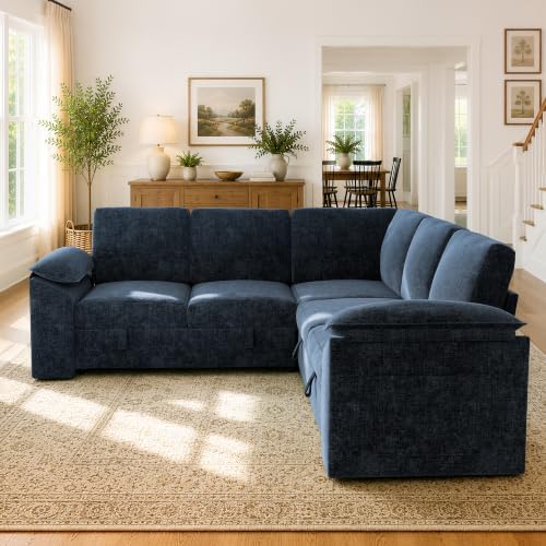 Modular Sectional Sleeper Sofa with Pull Out Bed, L Shaped Couch