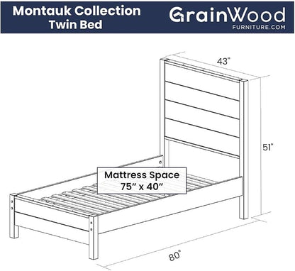 Grain Wood Furniture Montauk Solid Wood Bed, Twin Size, Driftwood