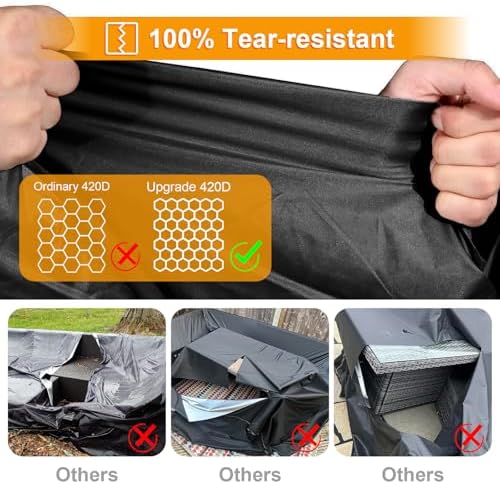 Outdoor Furniture Covers Waterproof, 420D Heavy-Duty Patio Furniture Set Covers, No Tears Anti UV No Fading (89" L×89" W×28" H)