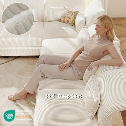Corduroy Modular Sectional Cloud Couch with Storage, Oversized 7-Seat