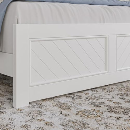 AFI, Berkshire Full Solid Wood Low Profile Platform Bed with Matching Footboard, White