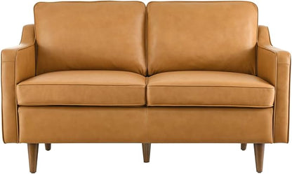 Modway Impart Upholstered Genuine Leather Loveseat in Tan