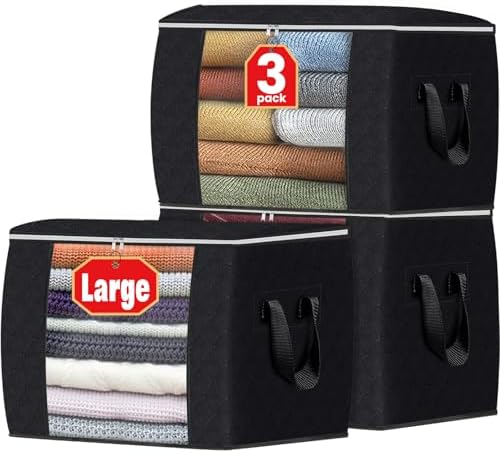 90L Clothes Storage, Foldable Thick Fabric Blanket Storage Bags