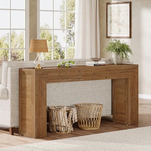 Tribesigns 63-Inch Long Console Table for Entryway, Farmhouse Sofa Console Behind Couch, Narrow Entry Table for Hallway, Foyer, Living Room, Rustic Brown