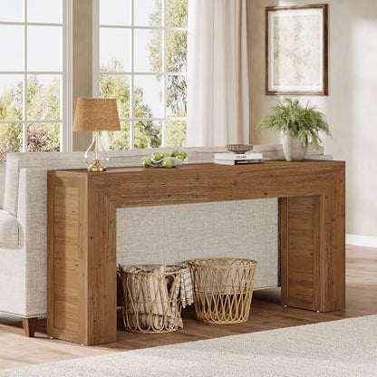 Tribesigns 63-Inch Long Console Table for Entryway, Farmhouse Sofa Console Behind Couch, Narrow Entry Table for Hallway, Foyer, Living Room, Rustic Brown
