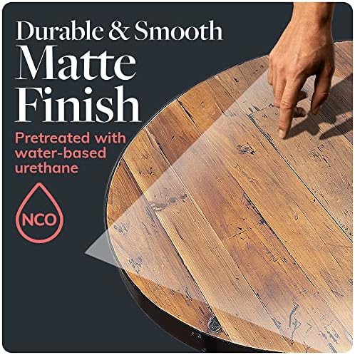 Reclaimed Wood Table Top - Rustic Recycled Wooden Piece Perfect for Signs, Kitchens, Dining and Coffee Table Tops (Reclaimed Wood Table Top with Metal Edge, 36" Round)