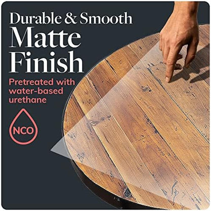 Reclaimed Wood Table Top - Rustic Recycled Wooden Piece Perfect for Signs, Kitchens, Dining and Coffee Table Tops (Reclaimed Wood Table Top with Metal Edge, 36" Round)