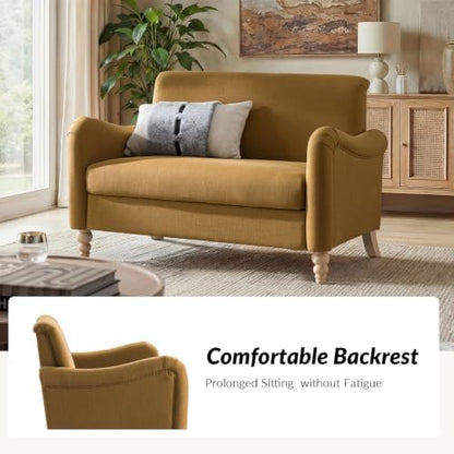 HULALA HOME 50.5" Farmhouse Loveseat Sofa, 2 Seater Sofa, Golden