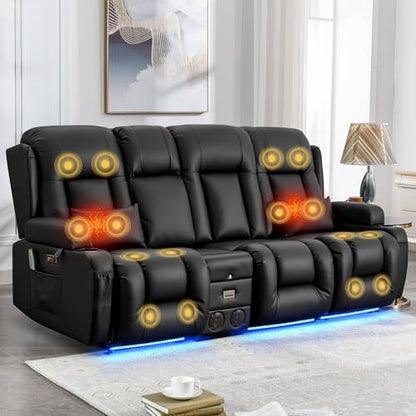 IPKIG Power Loveseat Recliner Sofa with Flip Back Console, 89" - 4 Seat