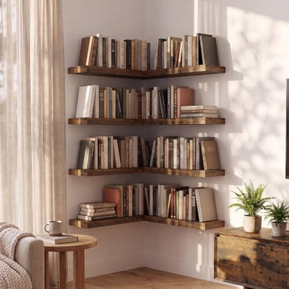 Dreamland 10 Inch Floating Shelves for Wall, Set of 3, Brown