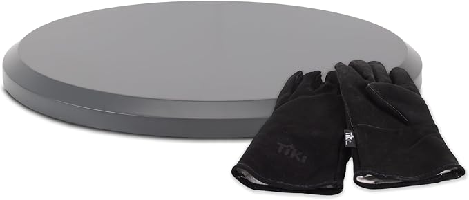 TIKI Social & Huddle Tabletop Fire Pit Cover - 21" Durable Powder Coated Steel Lid - Weather-Resistant Outdoor Fire Pit Protection - Converts Fire Pit into Table - Patio & Backyard Accessory, Gray
