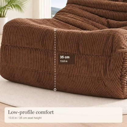 N&V Fireside Chair, Corduroy Armless Floor Sofa, Single, Ivory