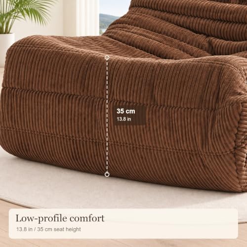 N&V Fireside Chair, Corduroy Armless Floor Sofa, Single, Prussia Blue