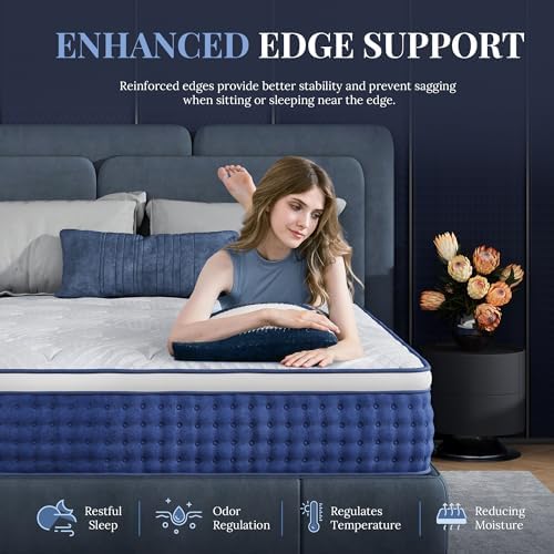Twin XL Mattress, 14 Inch Twin XL Size Hybrid Mattress in a box