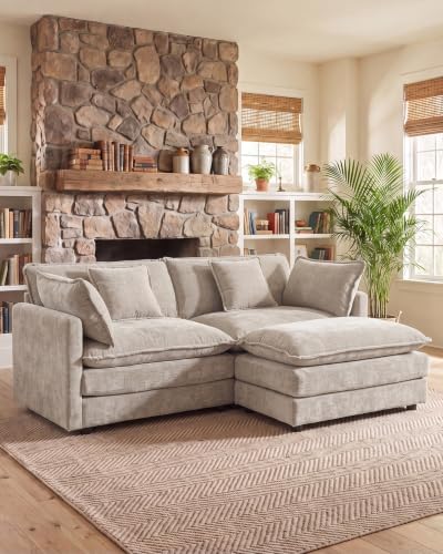 Loveseat Sofa Cloud Sofa Couch, 2 Seat Deep Seat L Shaped Couch