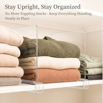 Shelf Dividers Purse Organizer for Closet: Acrylic Clear 12 Pack