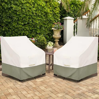 Bitubi Waterproof 2 Pack Patio Adirondack Chair Cover for Outdoor Chair Size Up to 35W x 37D x 36H inch,Outdoor Lawn Patio Furniture Covers (Beige)