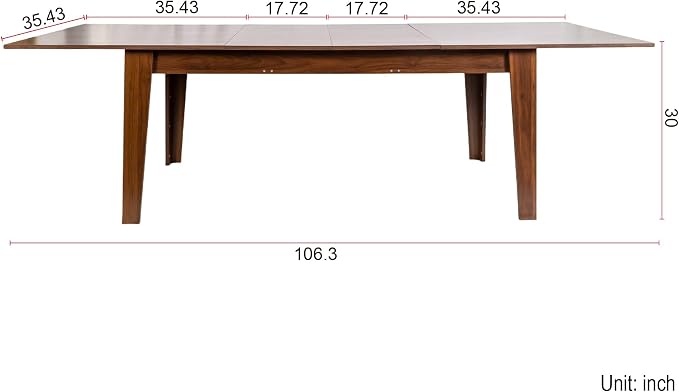 71"-106" Extendable Dining Table for 4-12 People, Space-Saving Extra Long Transformer Table with Extension Leaves Holder, Walnut