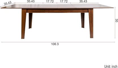 71"-106" Extendable Dining Table for 4-12 People, Space-Saving Extra Long Transformer Table with Extension Leaves Holder, Walnut