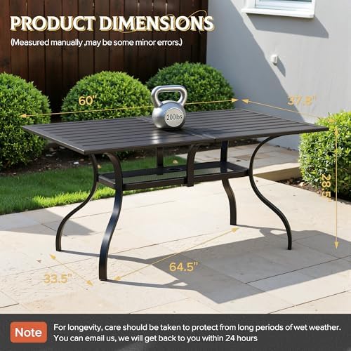 SUNCROWN 8-Piece Outdoor Dining Set, All Weather Patio Furniture Sets with 6 Black Swivel Textilene Mesh Chairs & Rectangular Metal Table & 1 Light Blue 9Ft Umbrella for Garden Backyard Poolside