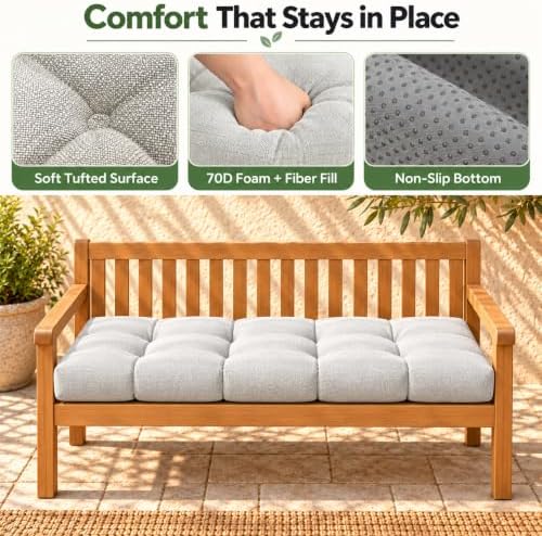 Waterproof Outdoor/Indoor Bench Cushion, 42 x 16 x 4 Inch