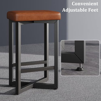 IDEALHOUSE Bar Stools Set of 4, 24.6" Counter Height Backless Barstools