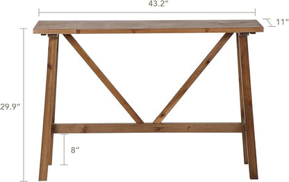 Wnutrees 43" Farmhouse Solid Wood Console Tables, Rustic Hallway Table, Solid Firwood Sofa Table for Entryway, Living Room, Easy Assembly, Natural
